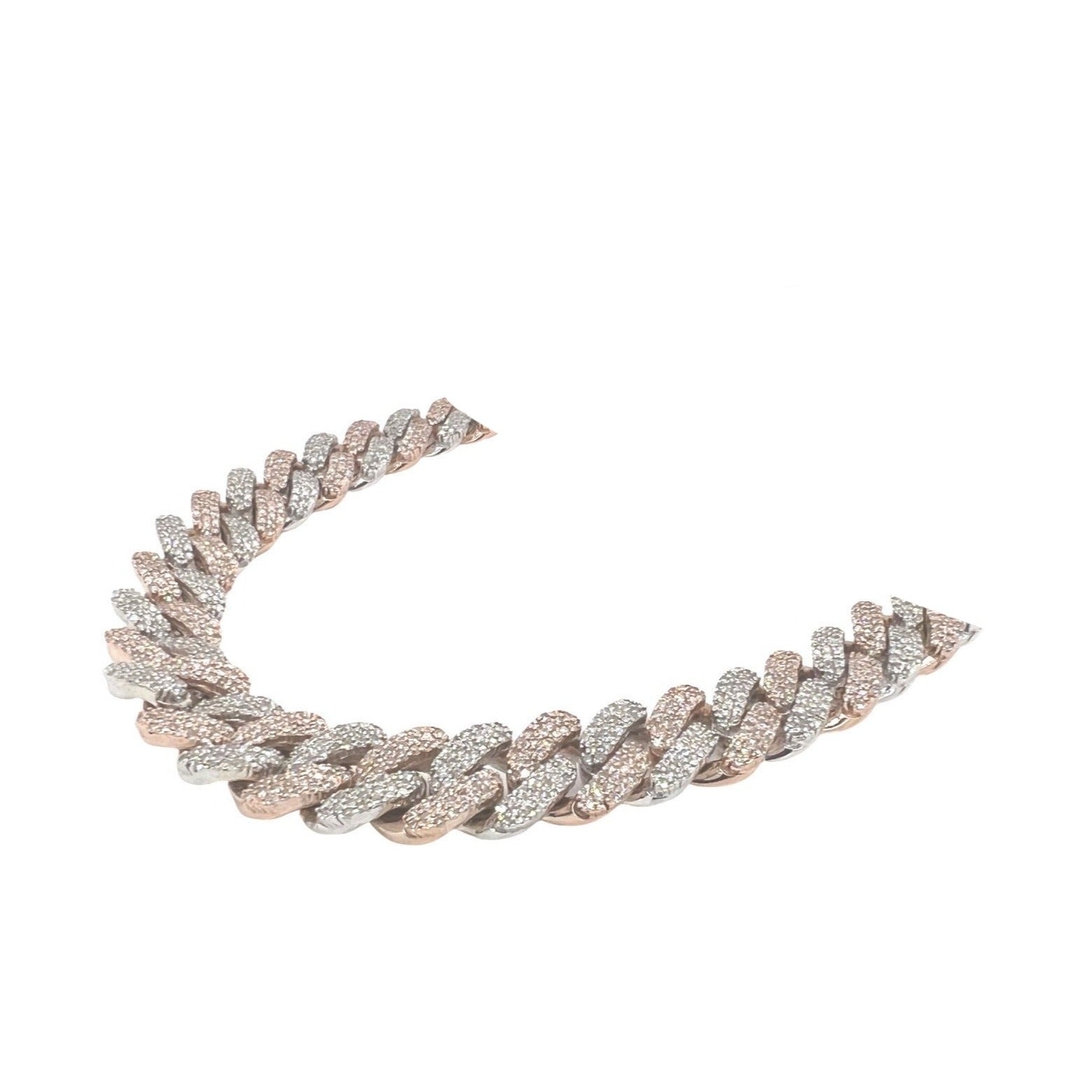 10K Two-Tone Gold 10MM Miami Cuban Pave Diamond Chain 15.5 CT - 22"