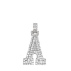 10K White Gold 3D Letter A Initial Diamond Pendant 1.54 CT 1.5"