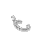 10K White Gold 3D Letter C Initial Diamond Pendant 1.34 CT 1.5"