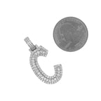 10K White Gold 3D Letter C Initial Diamond Pendant 1.34 CT 1.5"