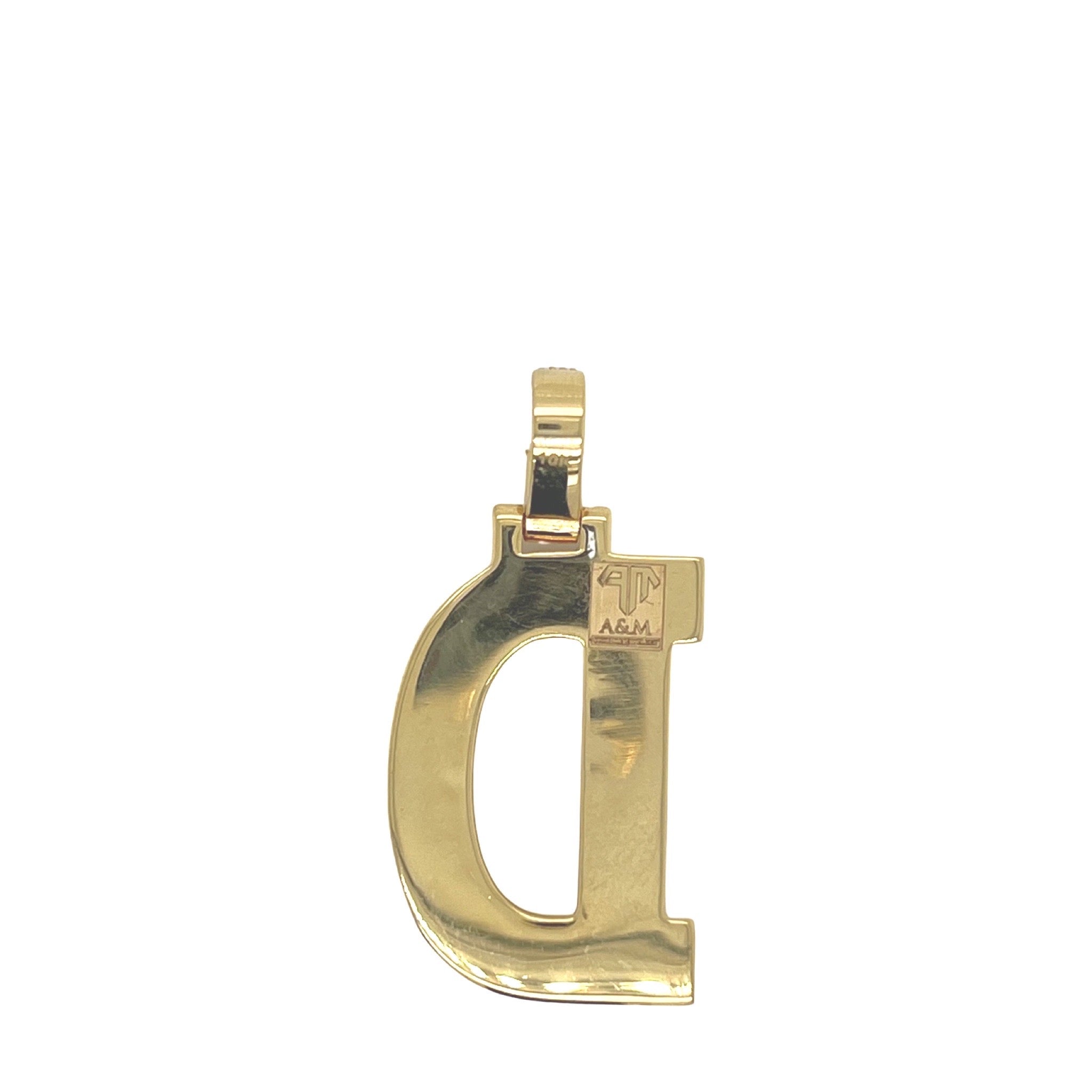 10K Yellow White Gold 3D Letter D Initial Diamond Pendant 1.51 CT 1.5"