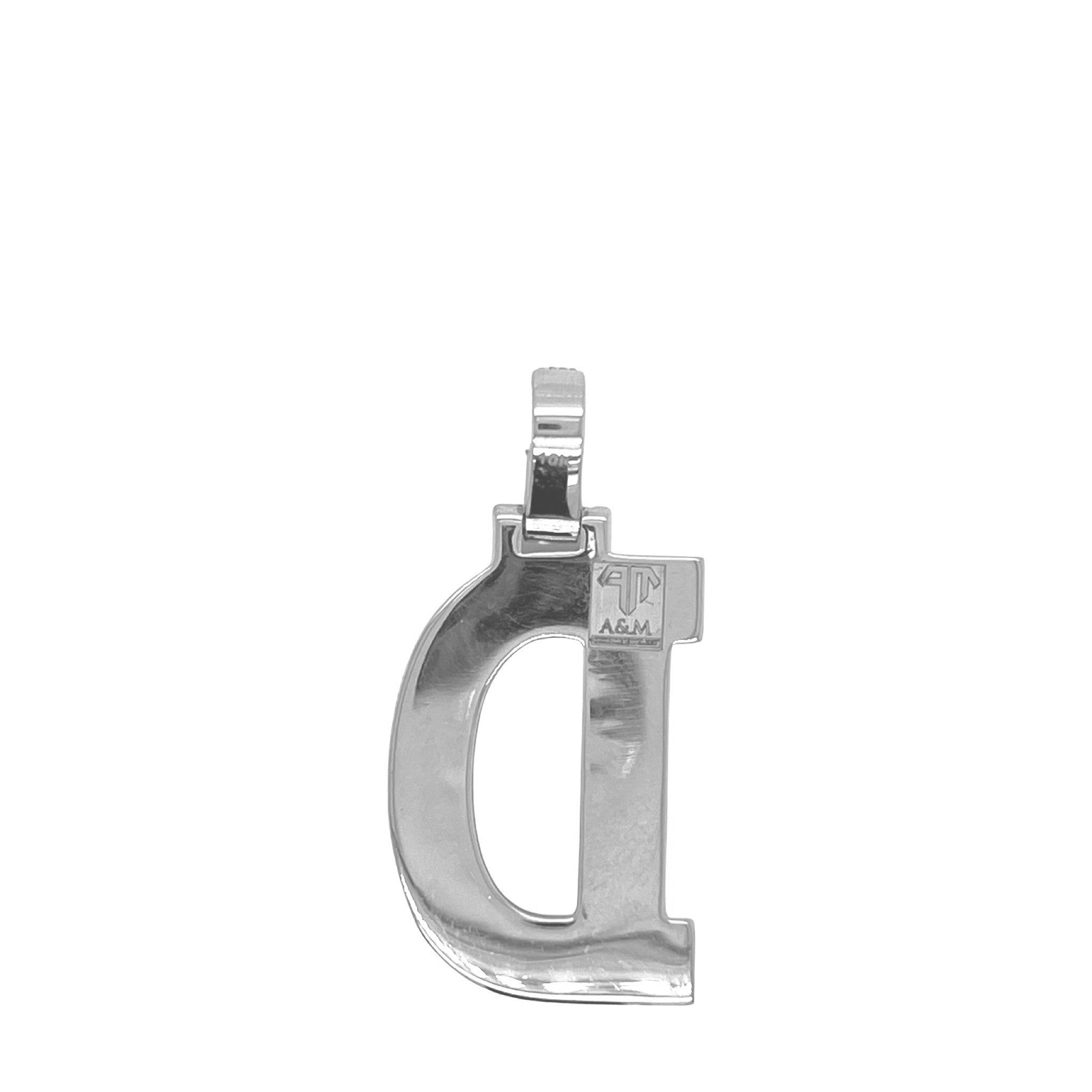 10K White Gold 3D Letter D Initial Diamond Pendant 1.51 CT 1.5"