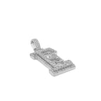 10K White Gold 3D Letter E Initial Diamond Pendant 1.72 CT 1.5"