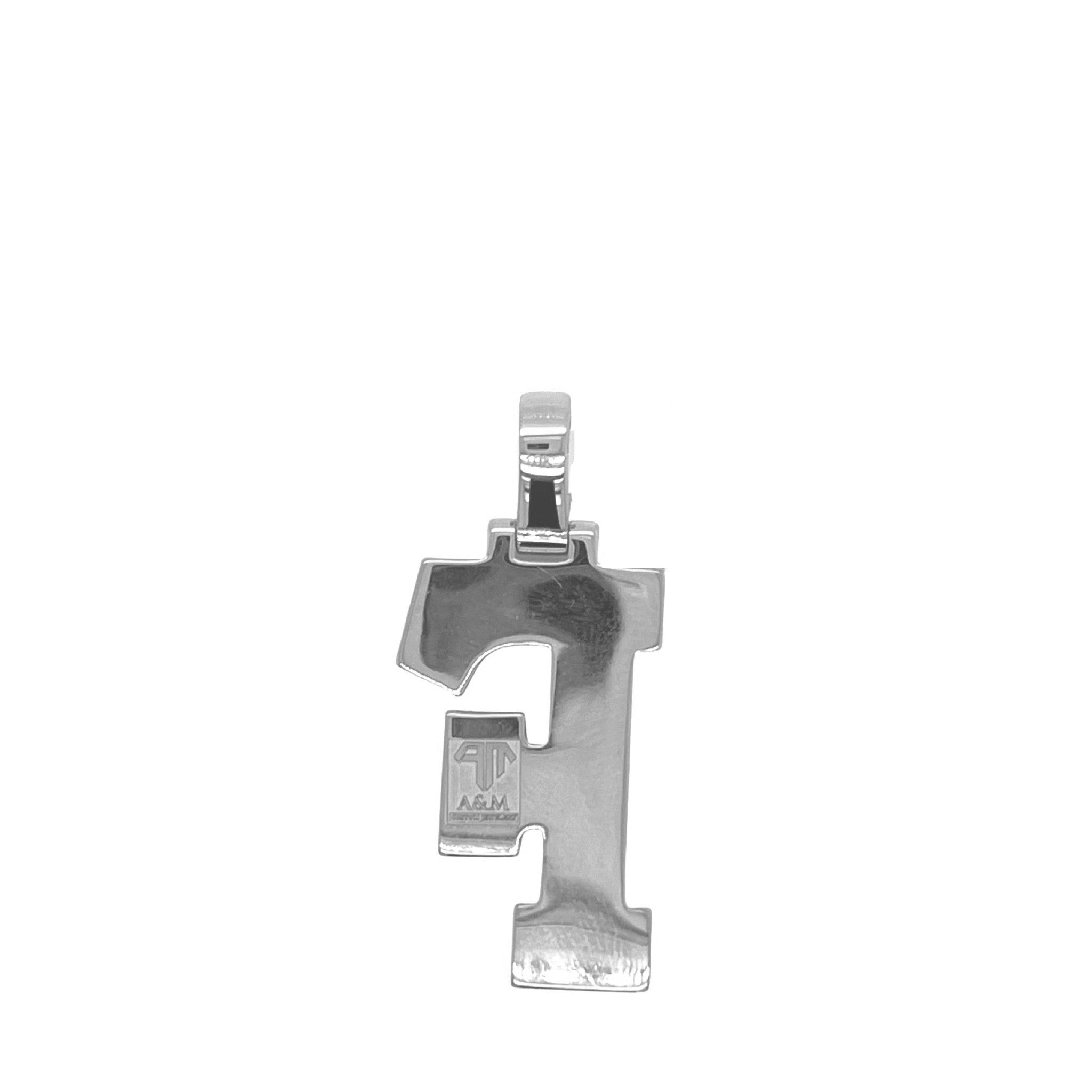 10K White Gold 3D Letter F Initial Diamond Pendant 1.41 CT 1.5"