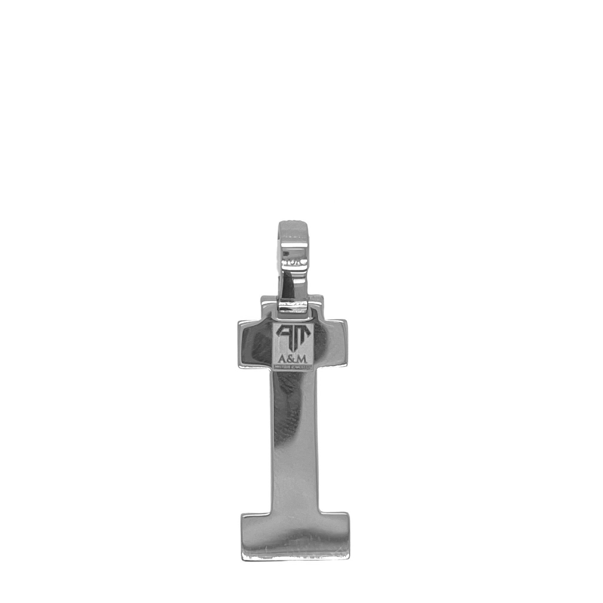 10K White Gold 3D Letter I Initial Diamond Pendant 1.15 CT 1.5"