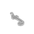 10K White Gold 3D Letter J Initial Diamond Pendant 1.16 CT 1.5"