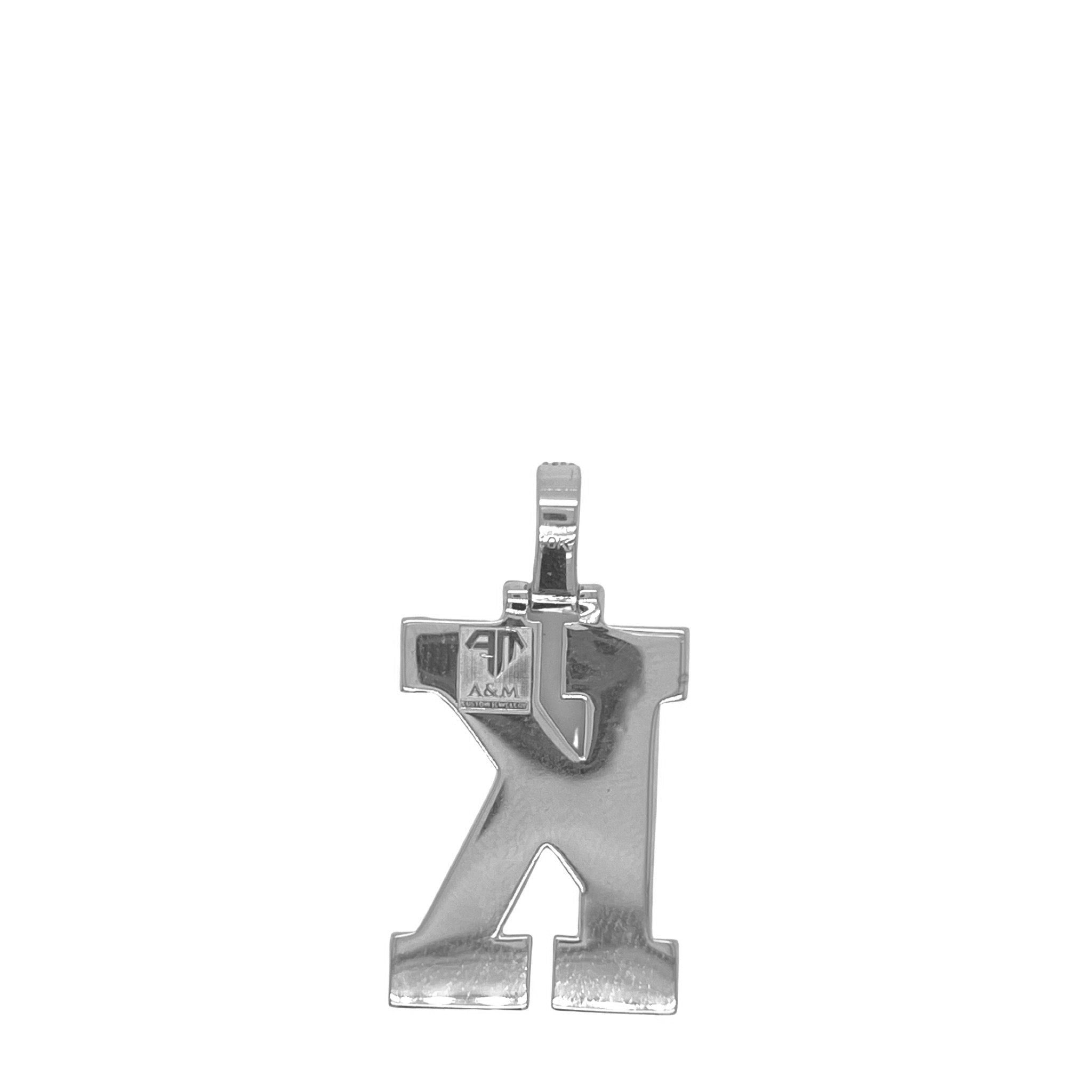 10K White Gold 3D Letter K Initial Diamond Pendant 1.78 CT 1.5"