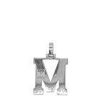 10K White Gold 3D Letter M Initial Diamond Pendant 1.9 CT 1.5"