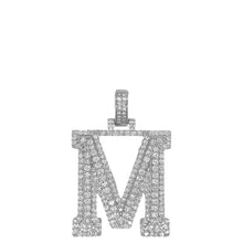 Load image into Gallery viewer, 10K White Gold 3D Letter M Initial Diamond Pendant 1.9 CT 1.5&quot;
