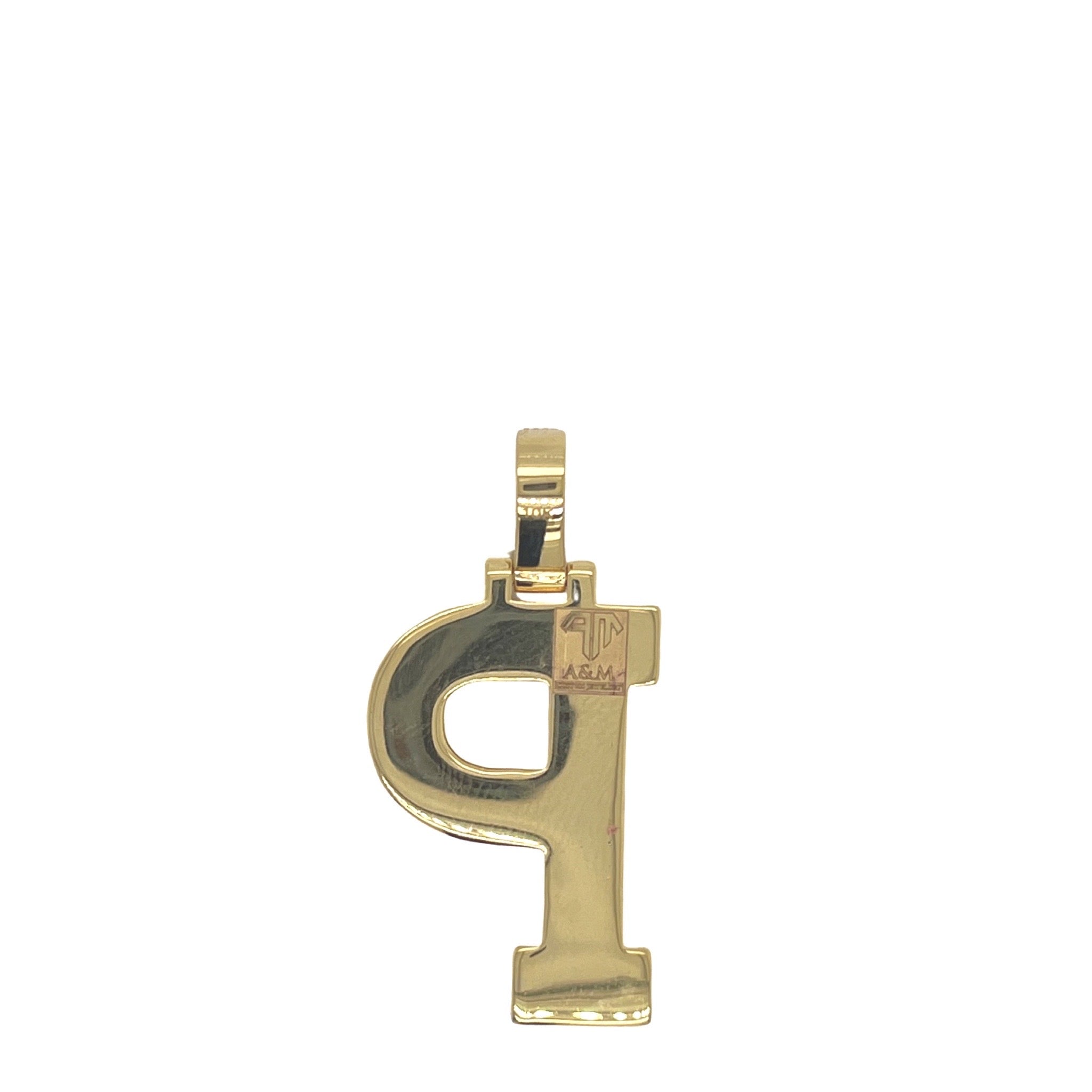 10K Yellow White Gold 3D Letter P Initial Diamond Pendant 1.29 CT 1.5"