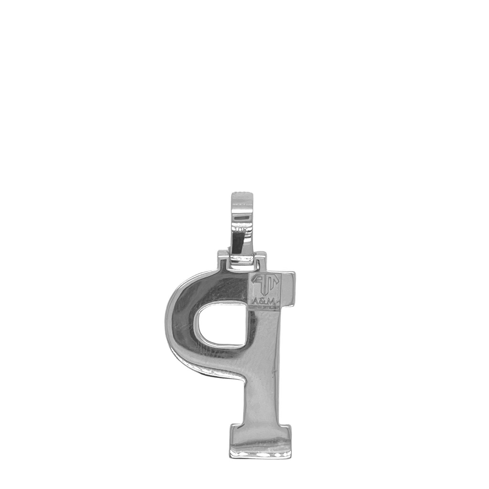 10K White Gold 3D Letter P Initial Diamond Pendant 1.29 CT 1.5"