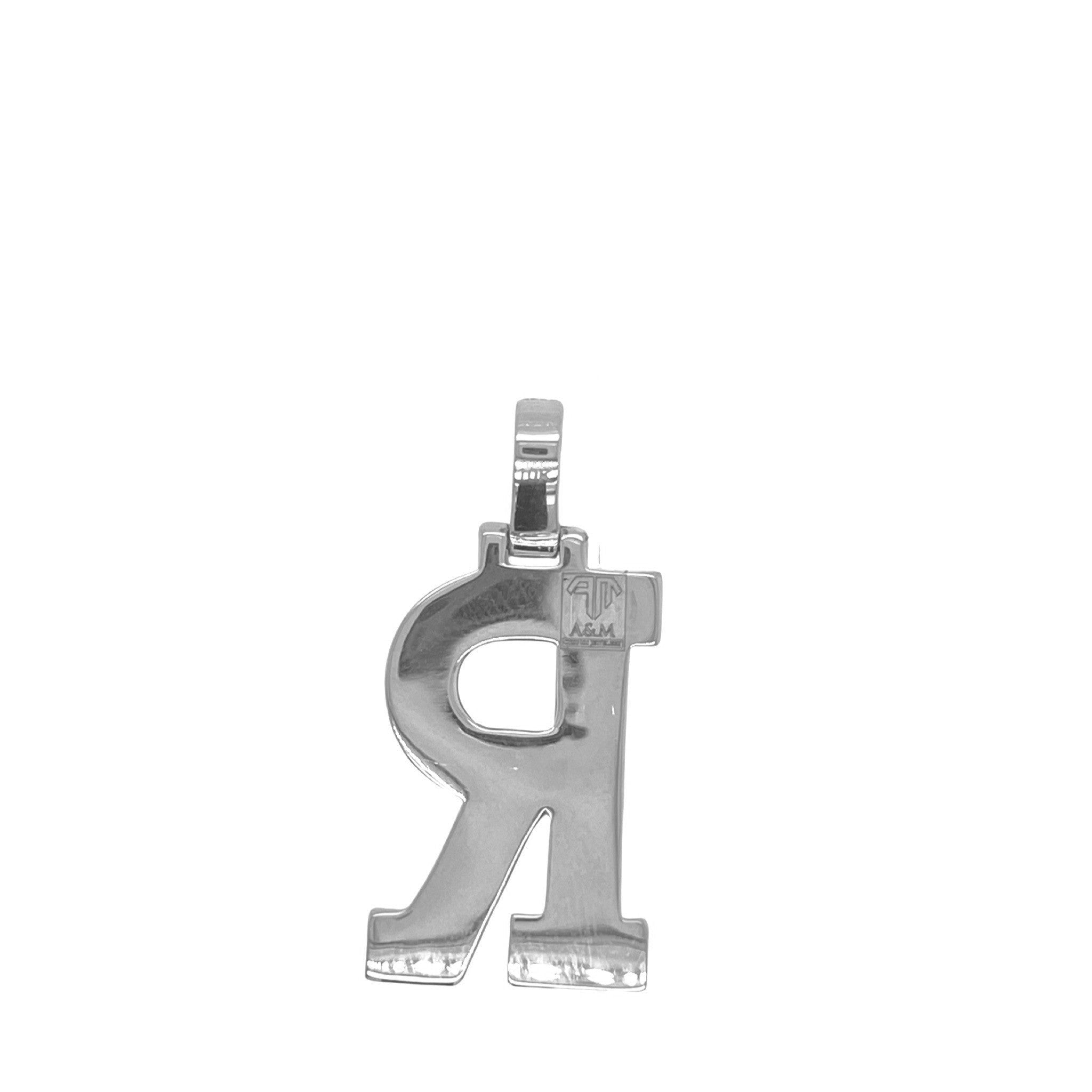 10K White Gold 3D Letter R Initial Diamond Pendant 1.44 CT 1.5"