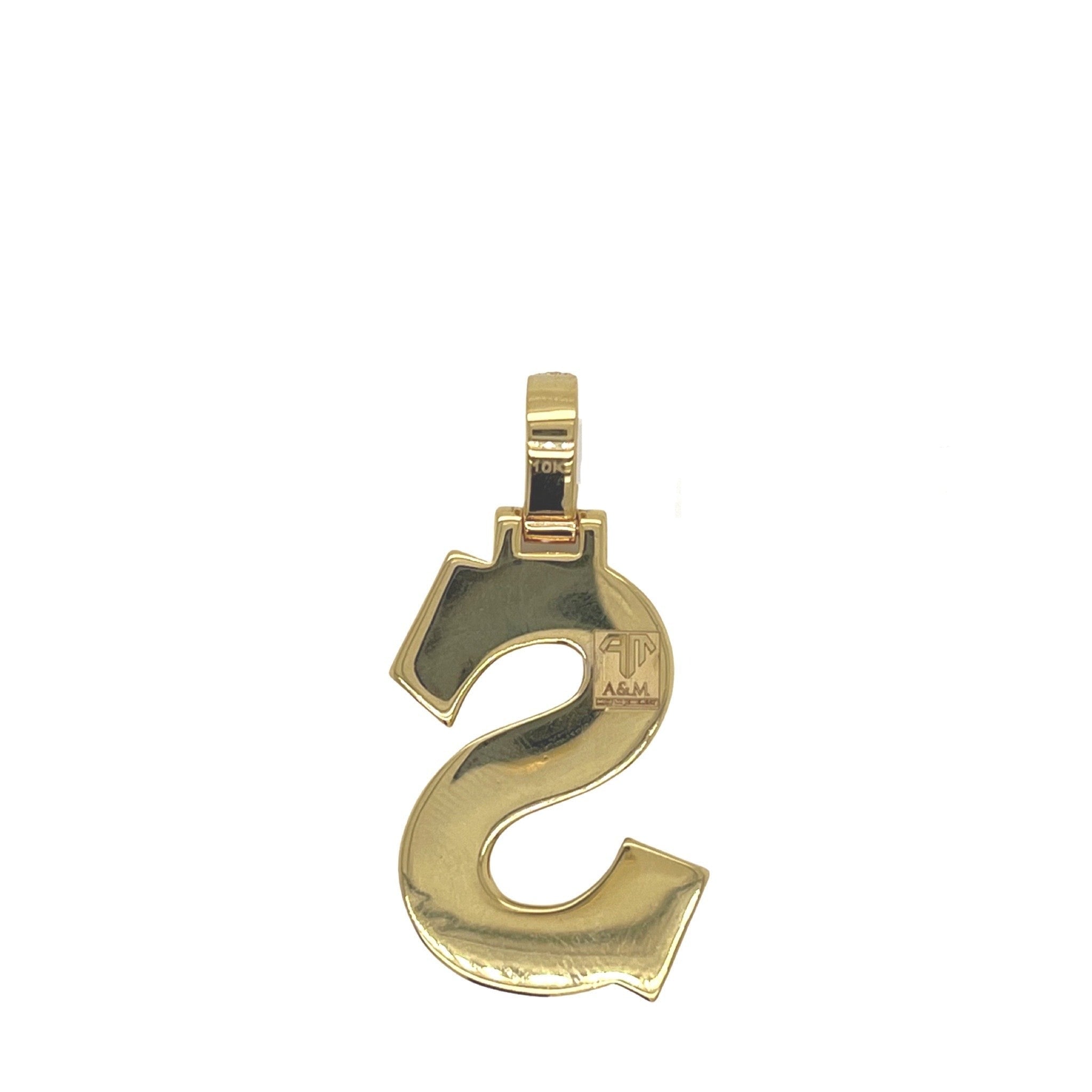 10K Yellow White Gold 3D Letter S Initial Diamond Pendant 1.67 CT 1.5"