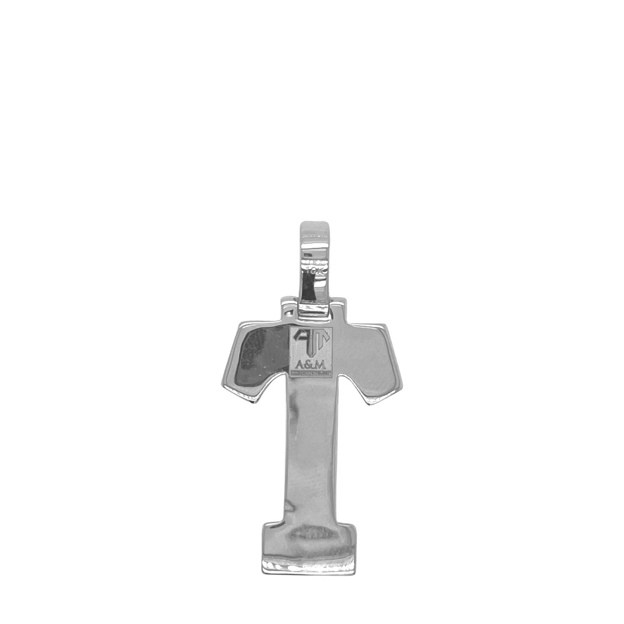 10K White Gold 3D Letter T Initial Diamond Pendant 1.47 CT 1.5"