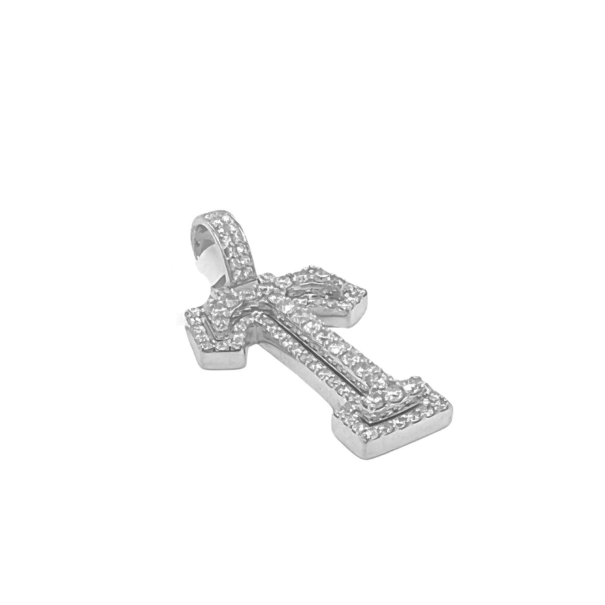 10K White Gold 3D Letter T Initial Diamond Pendant 1.47 CT 1.5"