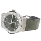 Mens Hublot Classic Fusion Titanium Green Dial 42MM Diamond Watch 6.5 CT