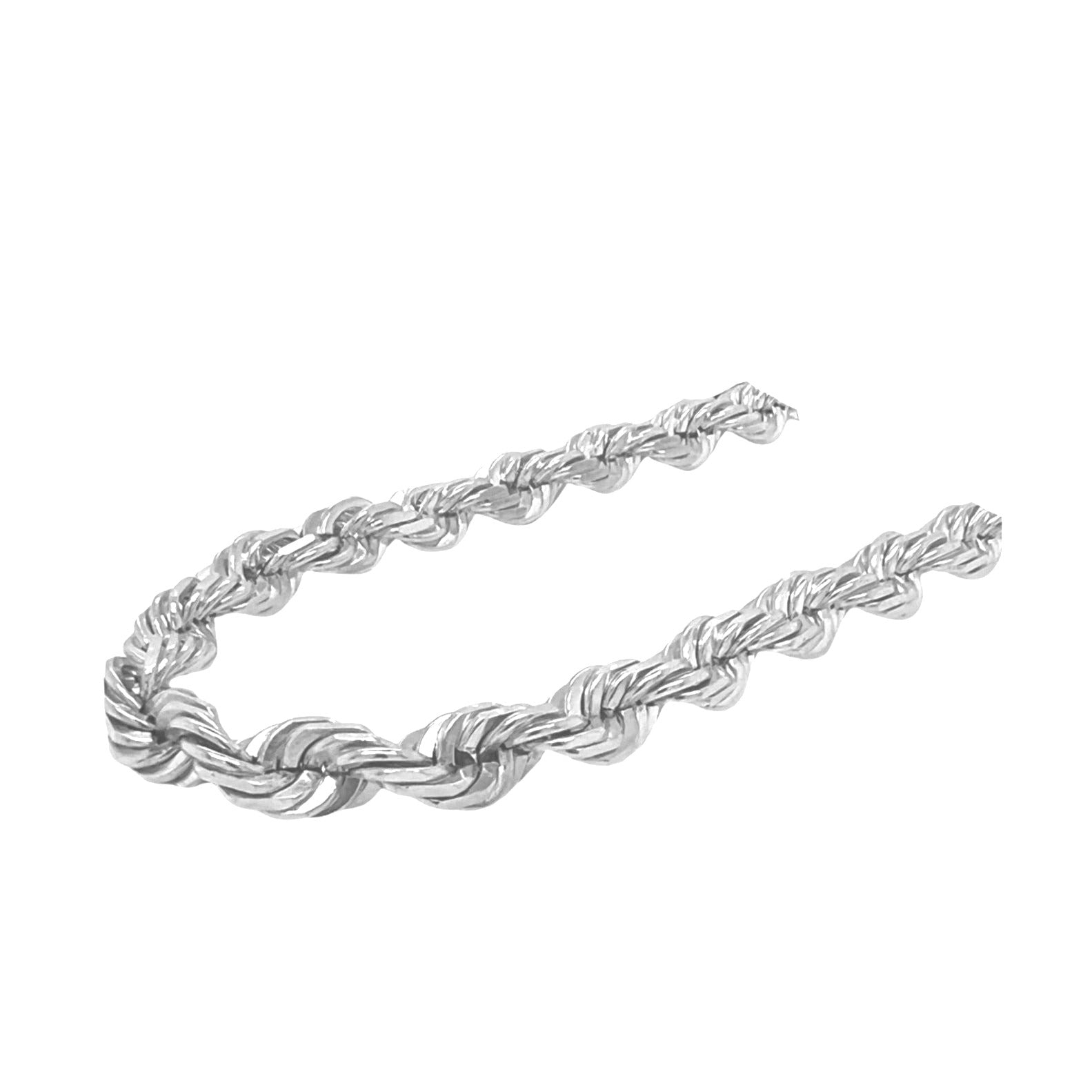 8mm white gold hot sale rope chain