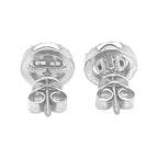10K White Gold Round Baguette Diamond Earrings 0.70 CT 9.8MM