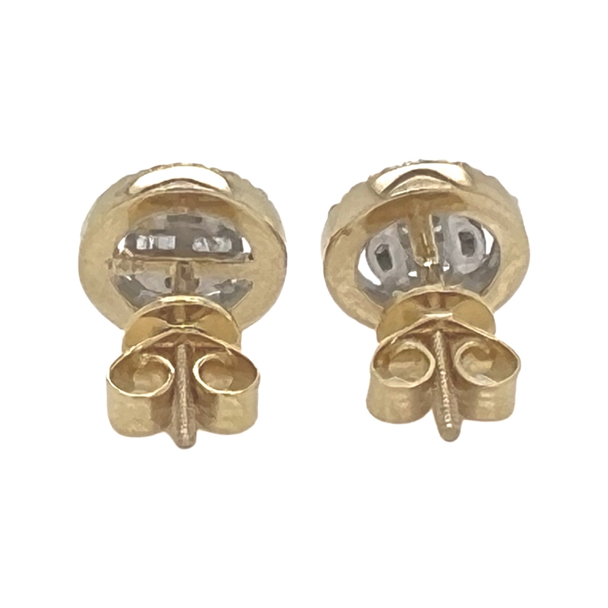 10K Yellow Gold Round Baguette Diamond Earrings 0.64 CT 9.8MM