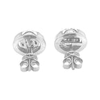 10K White Gold Round Baguette Diamond Earrings 0.94 CT 11.8MM