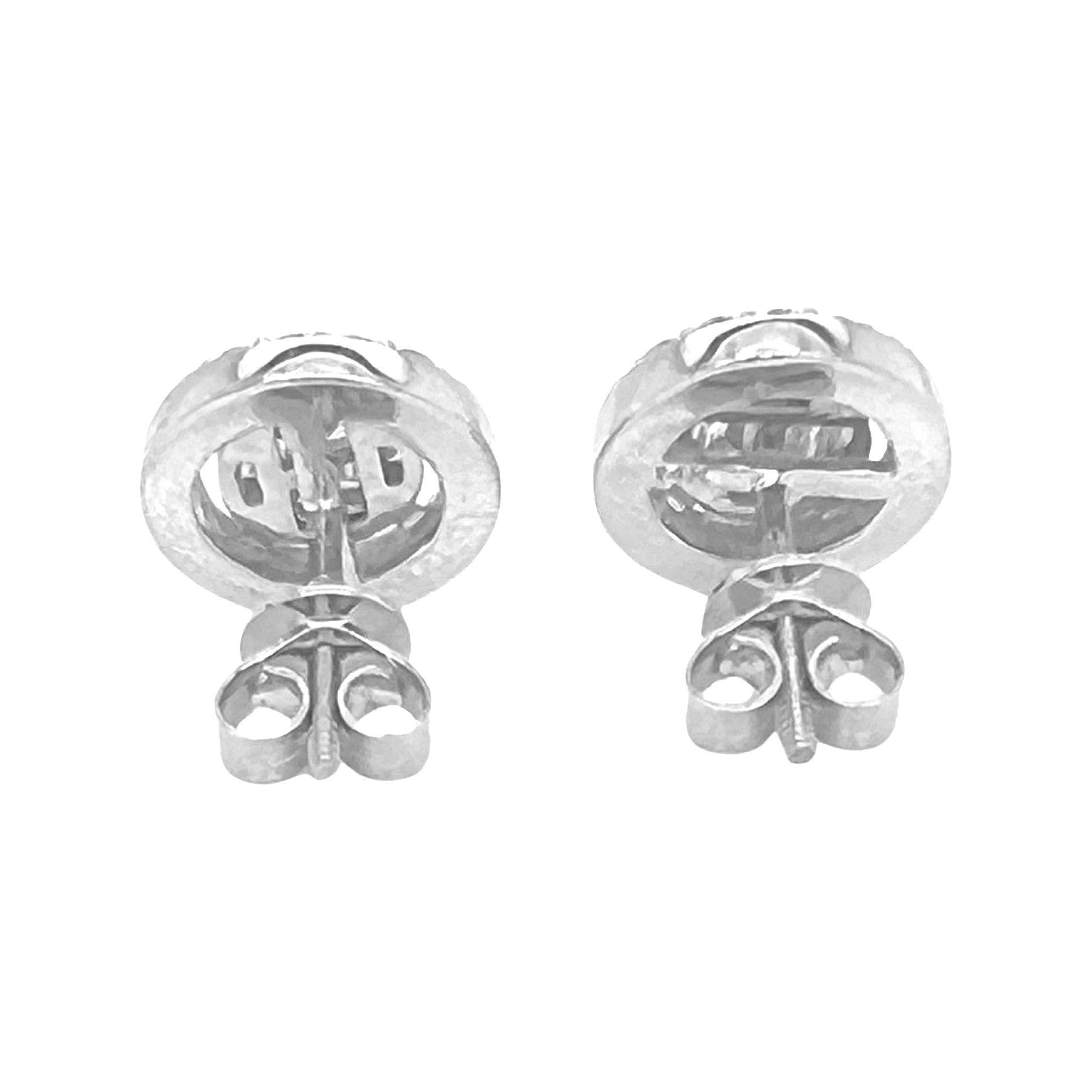 10K White Gold Round Baguette Diamond Earrings 0.94 CT 11.8MM