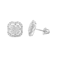Load image into Gallery viewer, 10K White Gold Clover Cluster Diamond Earrings 0.96 CT 11.7MM
