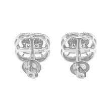 Load image into Gallery viewer, 10K White Gold Clover Cluster Diamond Earrings 0.96 CT 11.7MM
