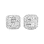 10K White Gold Octagonal Shape Baguette Diamond Earrings 1.24 CT 13.1MM
