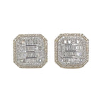 10K Yellow Gold Octagonal Shape Baguette Diamond Earrings 1.24 CT 13.1MM