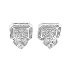 10K White Gold Octagonal Shape Baguette Diamond Earrings 1.24 CT 13.1MM