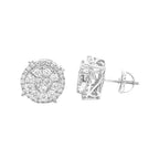 10K White Gold Round 3D Halo Diamond Earrings 1.82 CT 13MM