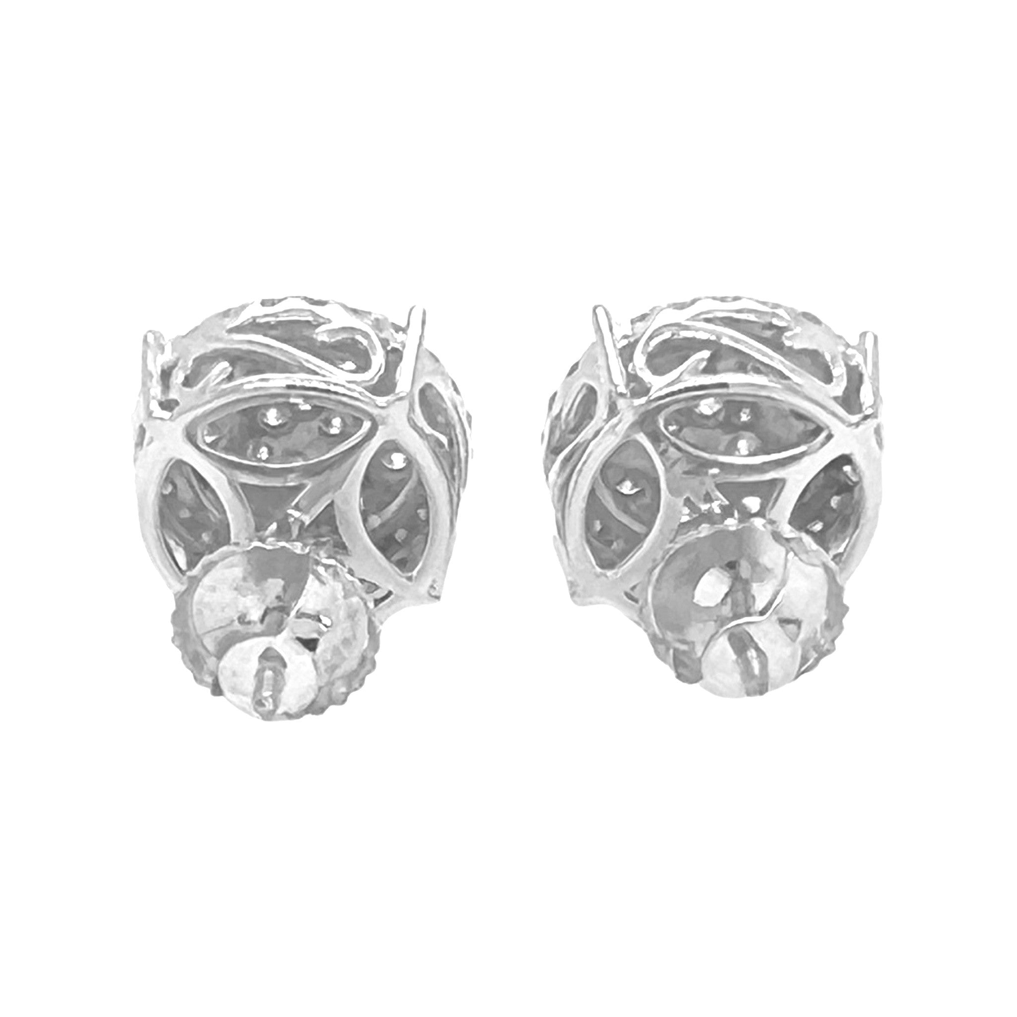 10K White Gold Round 3D Halo Diamond Earrings 1.82 CT 13MM