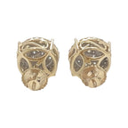 10K Yellow Gold Round 3D Halo Diamond Earrings 1.82 CT 13MM