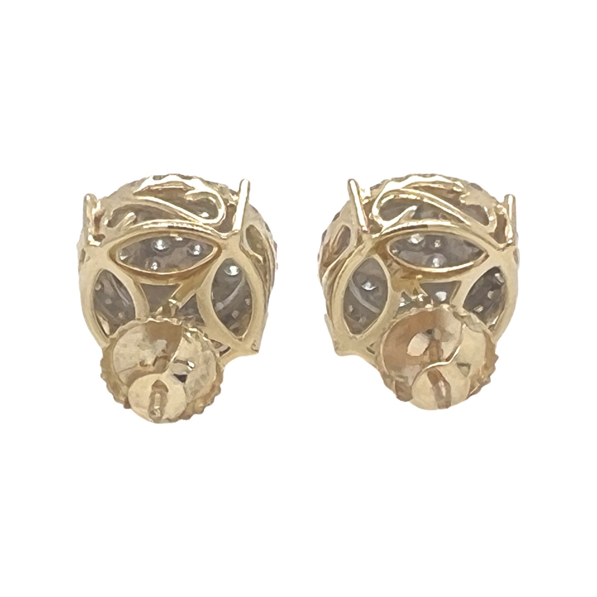 10K Yellow Gold Round 3D Halo Diamond Earrings 1.82 CT 13MM