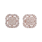 10K Rose Gold Clover Cluster Diamond Earrings 0.96 CT 11.7MM