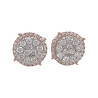 10K Rose Gold Round 3D Halo Diamond Earrings 1.82 CT 13MM