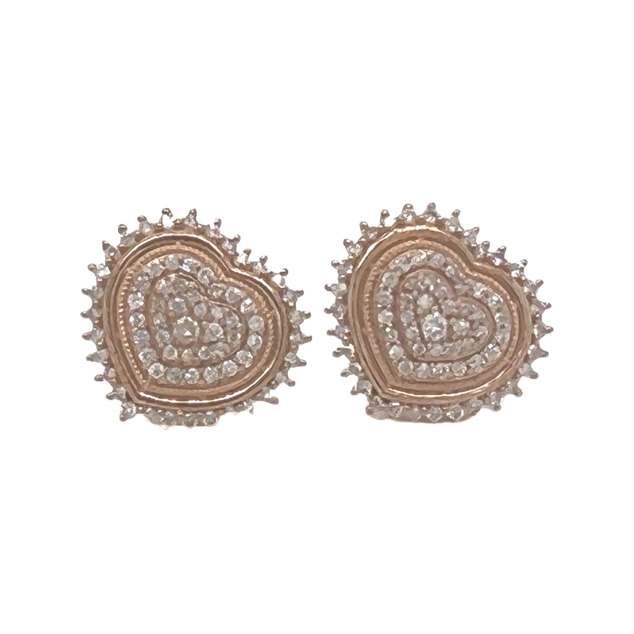 10K Rose Gold Heart Shape Diamond Earrings 0.52 CT 13.6MM