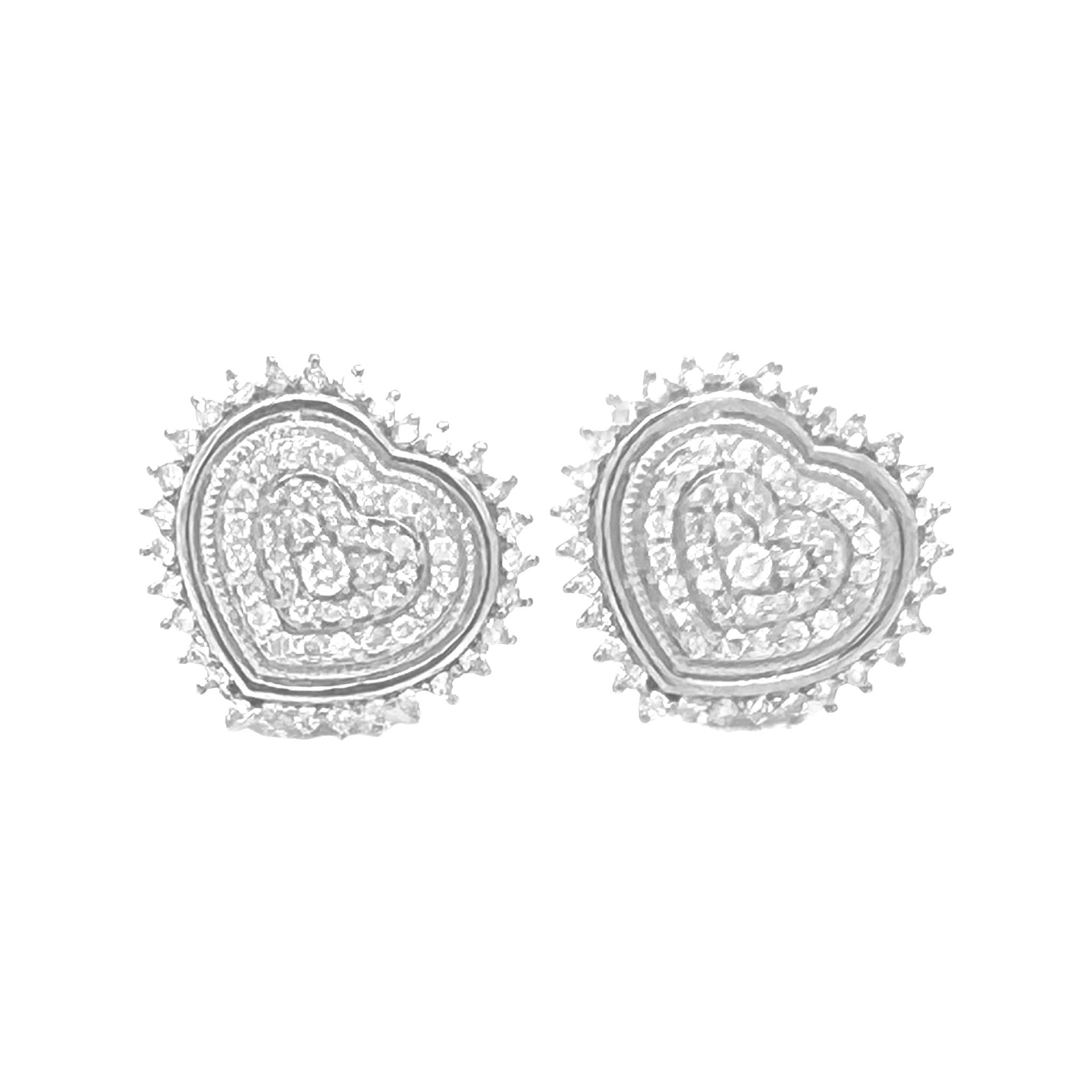 10K White Gold Heart Shape Diamond Earrings 0.52 CT 13.6MM