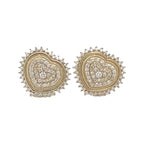 10K Yellow Gold Heart Shape Diamond Earrings 0.52 CT 13.6MM