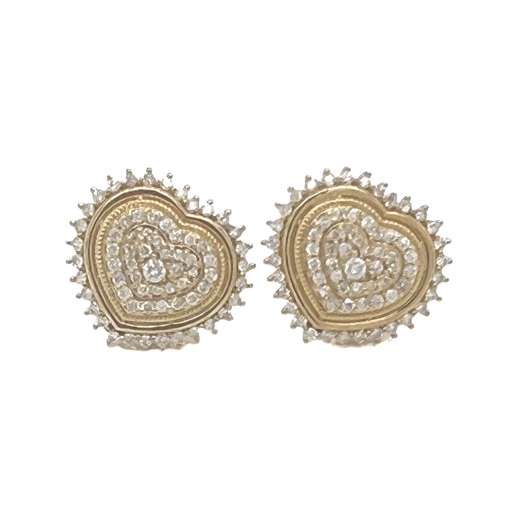 10K Yellow Gold Heart Shape Diamond Earrings 0.52 CT 13.6MM