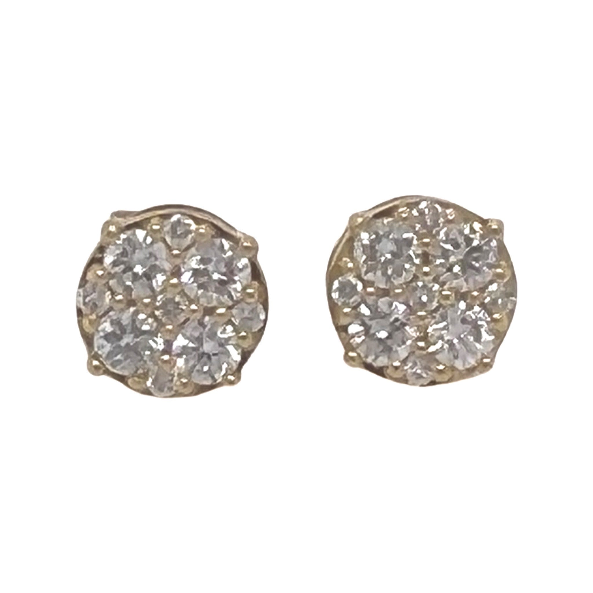 10K Yellow Gold Round Diamond Earrings 0.90 CT 7.5MM