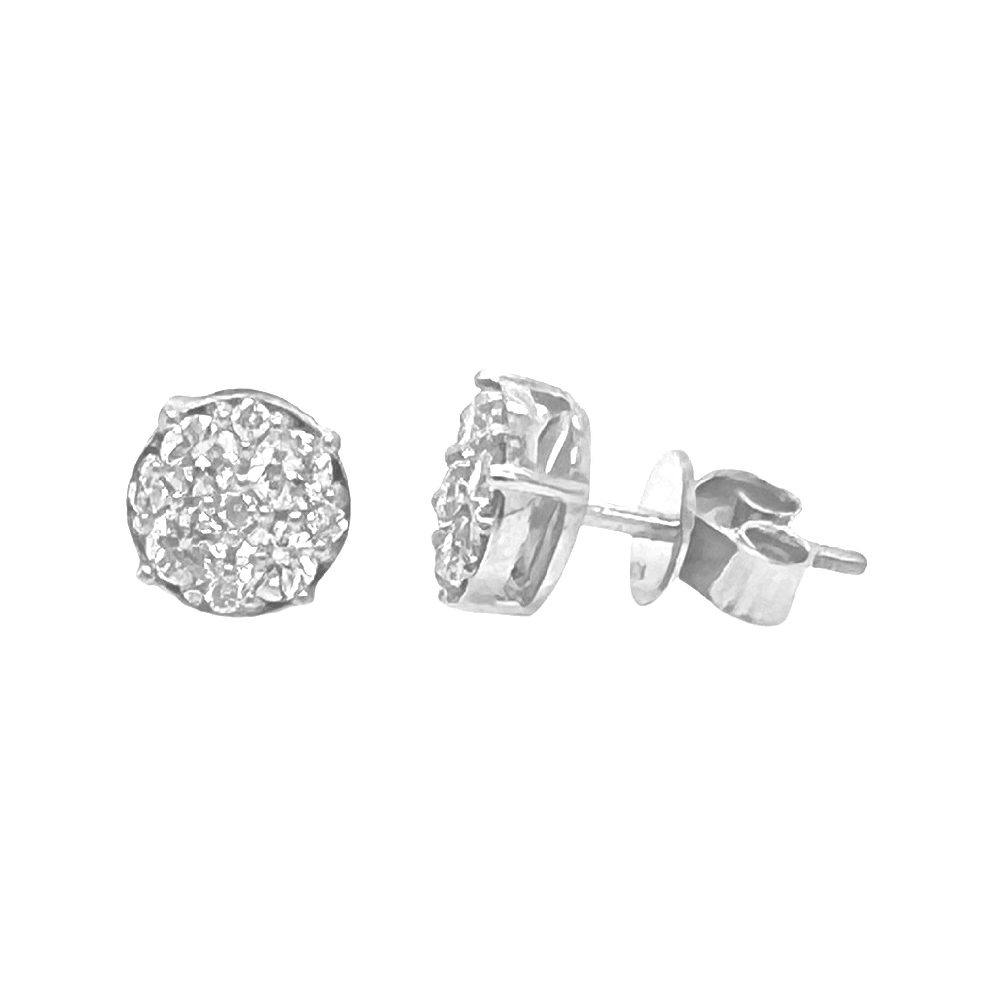 10K White Gold Round Diamond Earrings 0.80 CT 7.5MM