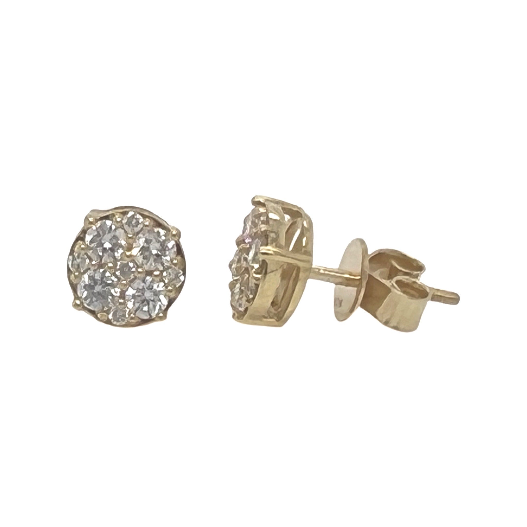10K Yellow Gold Round Diamond Earrings 0.90 CT 7.5MM