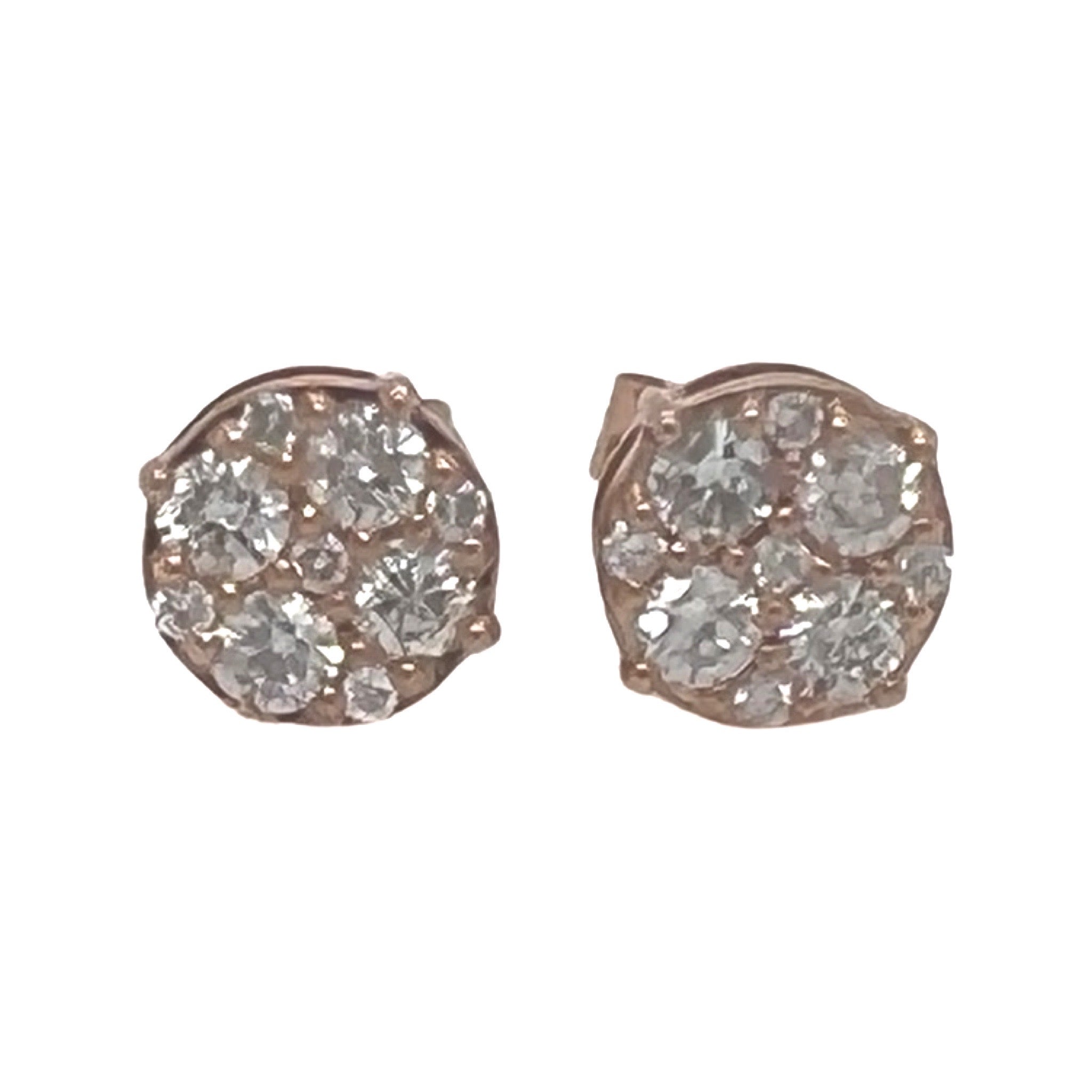 10K Rose Gold Round Diamond Earrings 0.80 CT 7.5MM