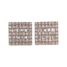 Load image into Gallery viewer, 10K Rose Gold Square Shape Baguette Diamond Earrings 0.38 CT 7.5MM
