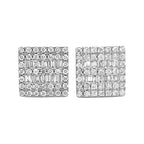 10K White Gold Square Shape Baguette Diamond Earrings 0.70 CT 9.4MM