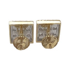 10K Yellow Gold Square Shape Baguette Diamond Earrings 0.44 CT 8MM
