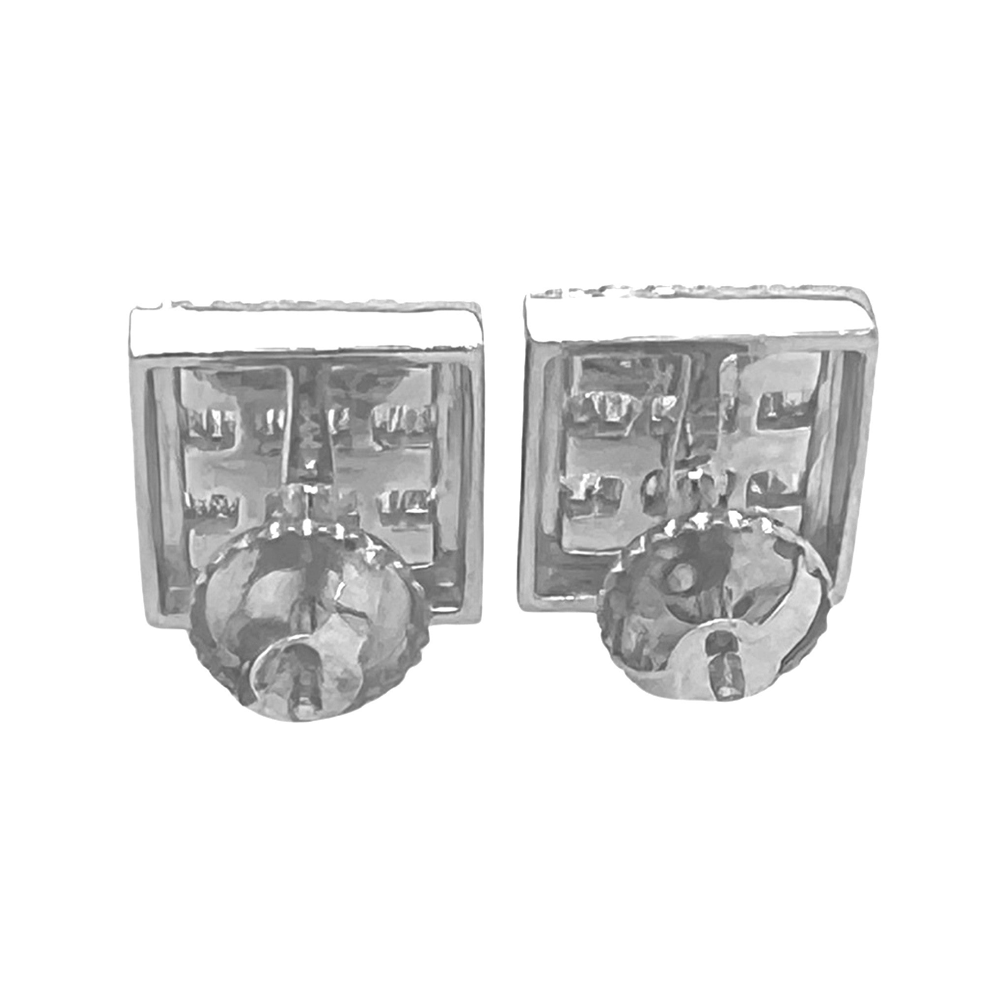 10K White Gold Square Shape Baguette Diamond Earrings 0.70 CT 9.4MM