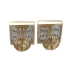 10K Yellow Gold Square Shape Baguette Diamond Earrings 0.70 CT 9.4MM