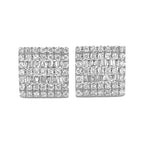 10K White Gold Square Shape Baguette Diamond Earrings 1.16 CT 11.4MM